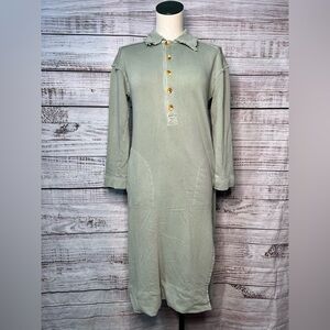 Free People XS On My Way Pullover Sweatshirt Dress Polo Henley Collared *FLAW*